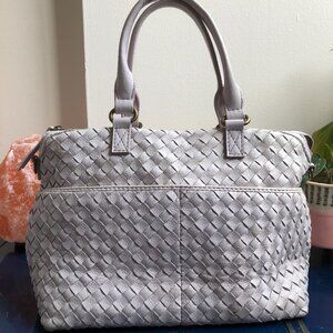 Carrie Woven Leather Dome Satchel